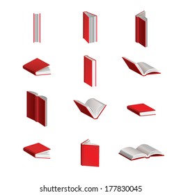 Red Vector Books in Different Positions