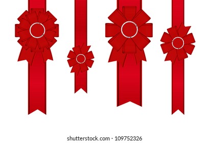 Red vector bow knots and ribbons collection