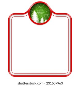 red vector box for text with Christmas landscape