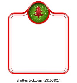 red vector box for text with Christmas tree