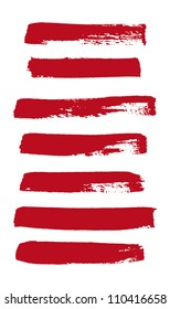 Red vector brush strokes collection