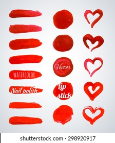 Red vector brush strokes collection