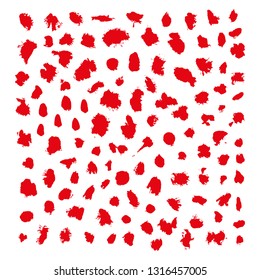 red vector brush strokes of paint on white background 