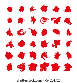 red vector brush strokes of paint on white background 
