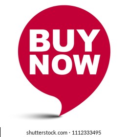 red vector bubble banner buy now