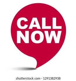 red vector bubble banner call now