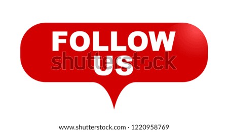 red vector bubble banner follow us