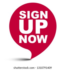 red vector bubble banner sign up now