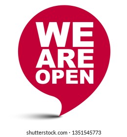 red vector bubble banner we are open