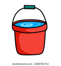 red vector bucket filled with water