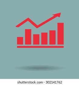 Red Vector Business Growing Chart Presentation Icon