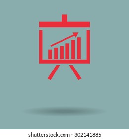 Red Vector Business Growing Chart Presentation Icon