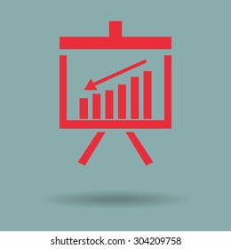 Red Vector Business Growing Chart Presentation Icon