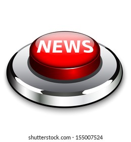 Red vector button with the word news