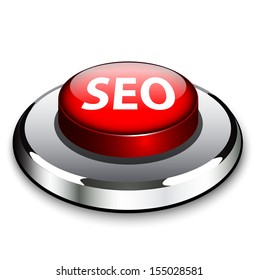 Red vector button with the word seo