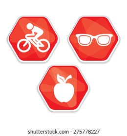 Red vector cancer prevention methods icons set
