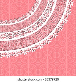 red vector card with a figured lace. Ornamental background