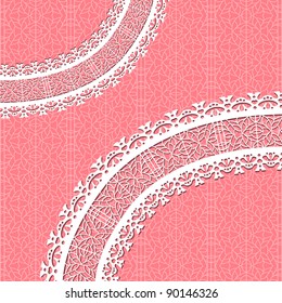 red vector card with a figured lace. Ornamental background
