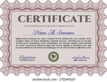Red Vector certificate. Customizable, Easy to edit and change colors.