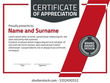 Red Vector certificate template. Illustration Certificate  In A4 Size Pattern.