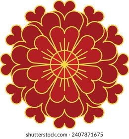 Red vector Chinese flower element illustration