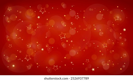Fondo de Navidades de Vector rojo con estrellas y luces bokeh