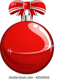 Red, vector Christmas ball. Isolated.