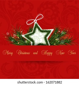 Red vector christmas card