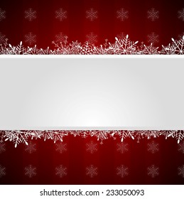 Red vector Christmas greeting background with snowflakes