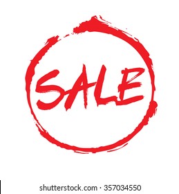 Red vector circles frames and text SALE.