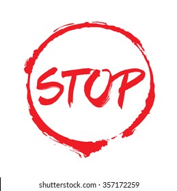 Red vector circles frames and text STOP.