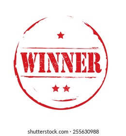 Red vector circles grunge stamp WINNER