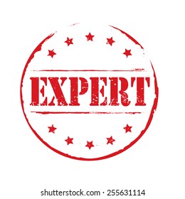 Red vector circles grunge stamp EXPERT