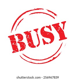 Red vector circles grunge stamp BUSY