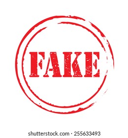 Red vector circles grunge stamps FAKE