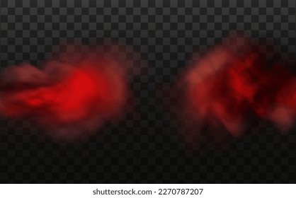 Red vector cloudiness ,fog or smoke on dark checkered background.Cloudy sky or smog over the city.Vector illustration.