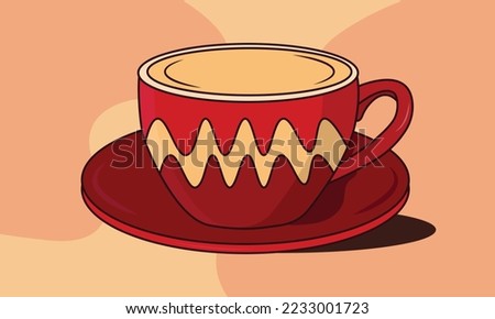Red vector coffee cup.  Disposable Closed Paper, realistic vector isolated white cups of coffee with background. Latte, cappuccino, americano, espresso, mocha, cocoa.