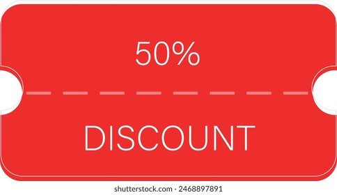 Red Vector coupon. Discount coupon isolated ticket