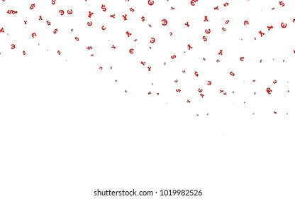 Red vector cover with Euro, Dollar, Yen signs. Modern abstract illustration with symbols of money. Smart design for your business advert of economic, wealth.