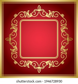 red vector decorative card with golden frame