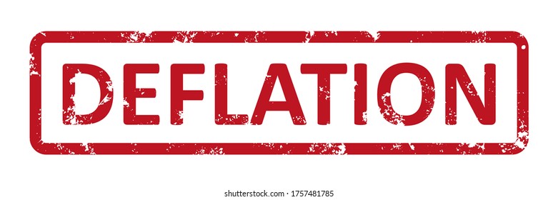 Estampilla de deflación del vector rojo aislada sobre fondo blanco, textura gruesa