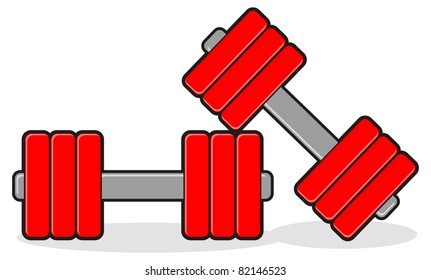 red vector dumbbell stock