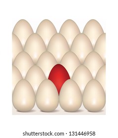Red Vector Egg Concept. Golden eggs seamless on white background.