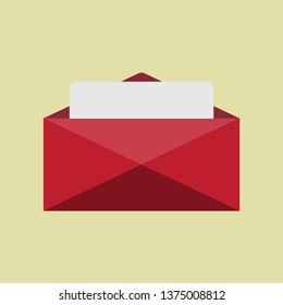 red vector envelopes , isolated on a yellow  background