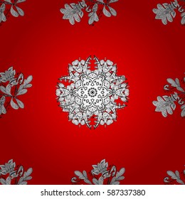 Red vector ethnic elements seamless pattern.