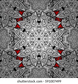 Red vector ethnic elements seamless pattern.