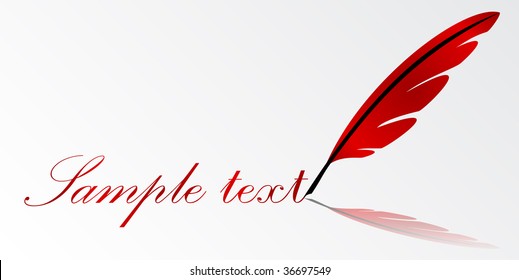 Red Vector Feather Writing