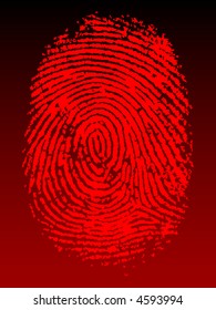 Red Vector Fingerprint on a black faded background - Very accurately scanned and traced (Vector is transparent so it can be overlaid on other images, vectors etc.)