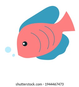 Roter Vektorfisch auf weißem Hintergrund. Flache Illustration für Design, Web, Dekoration usw.