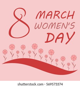 red vector floral card on March 8, the International Women's Day